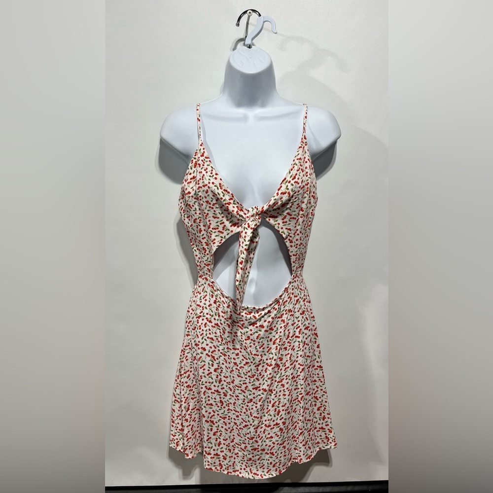 Flynn Skye Bri Cut-Out‎ Cherry Print 100% Rayon Mini Dress Women's Size Small